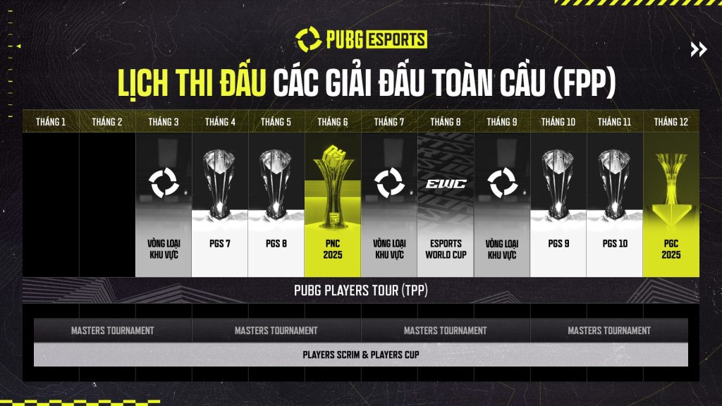 Các Giải Đấu PUBG Toàn Cầu Trong Năm 2025 (FPP)