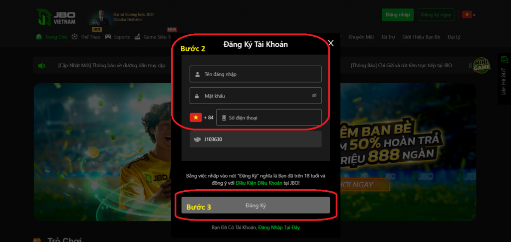 Truy cập Link chính thức hoặc mở App JBO