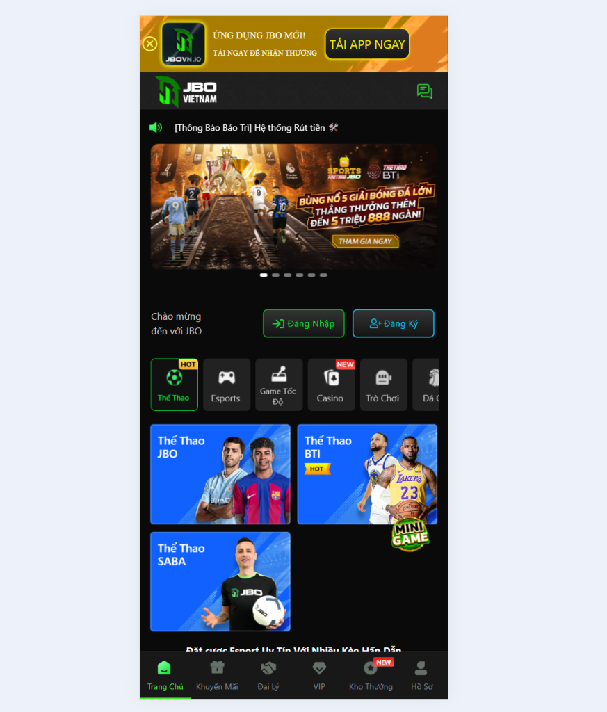 Nhấn tải app JBO trên di động