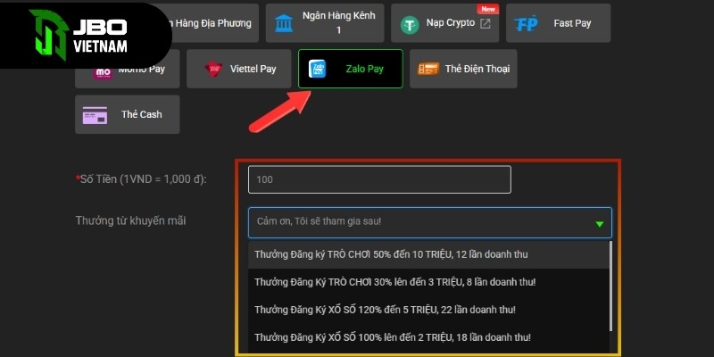 Gửi tiền bằng Zalo Pay