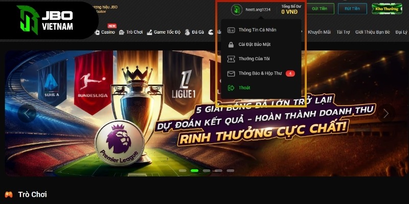 Truy cập mục “Thông tin cá nhân” trong tài khoản