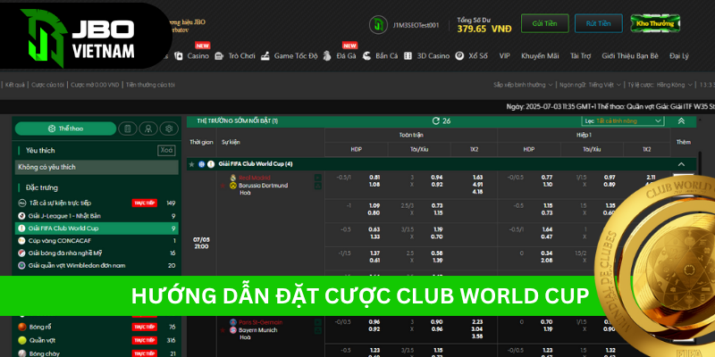 Hướng dẫn cá cược club world cup tại JBO