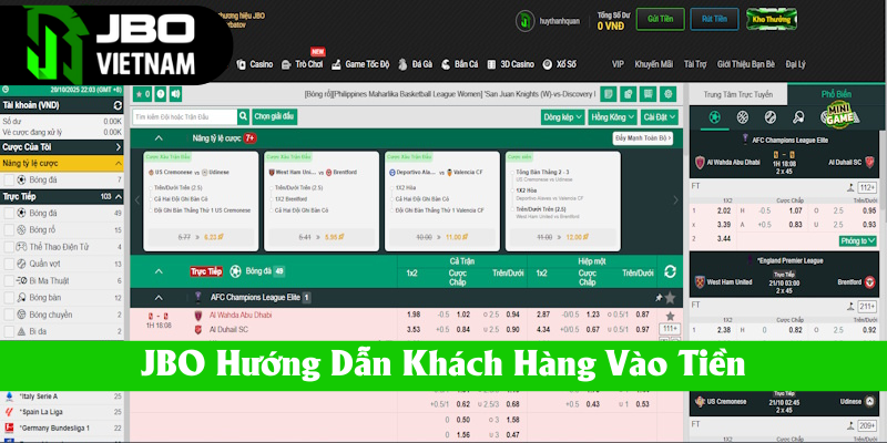 JBO hướng dẫn đặt cược ngay tại sảnh thể thao