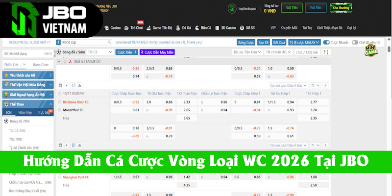 Cá cược world cup tại JBO