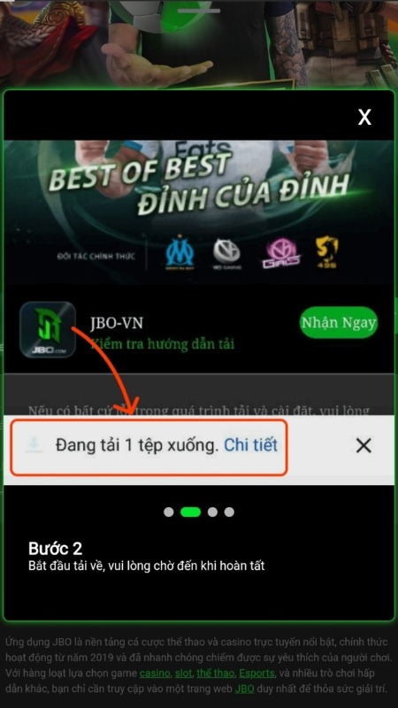 Hệ thống đang tải file app JBO, vui lòng đợi đến khi hoàn tất